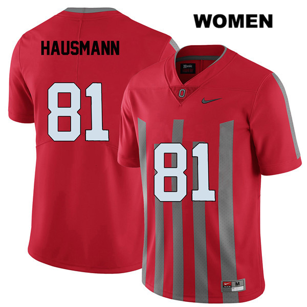 Ohio State Buckeyes Women's Jake Hausmann #81 Red Authentic Nike Elite College NCAA Stitched Football Jersey HZ19N83DC